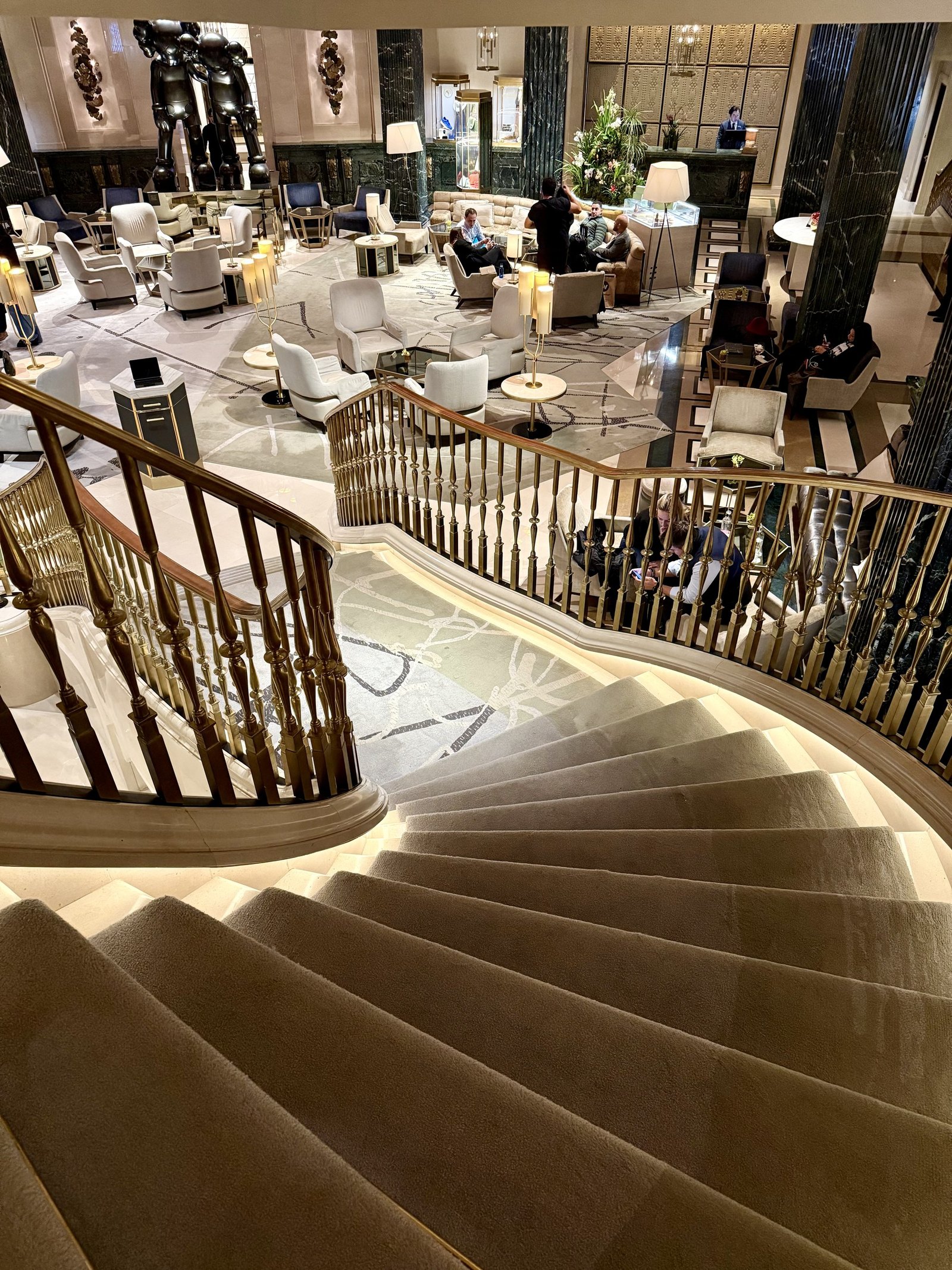 The main staircase of Four Seasons Madrid seen from the floor above