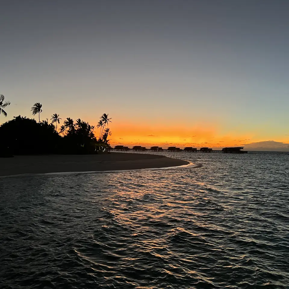 The sun going down over the lagoon at Hadahaa