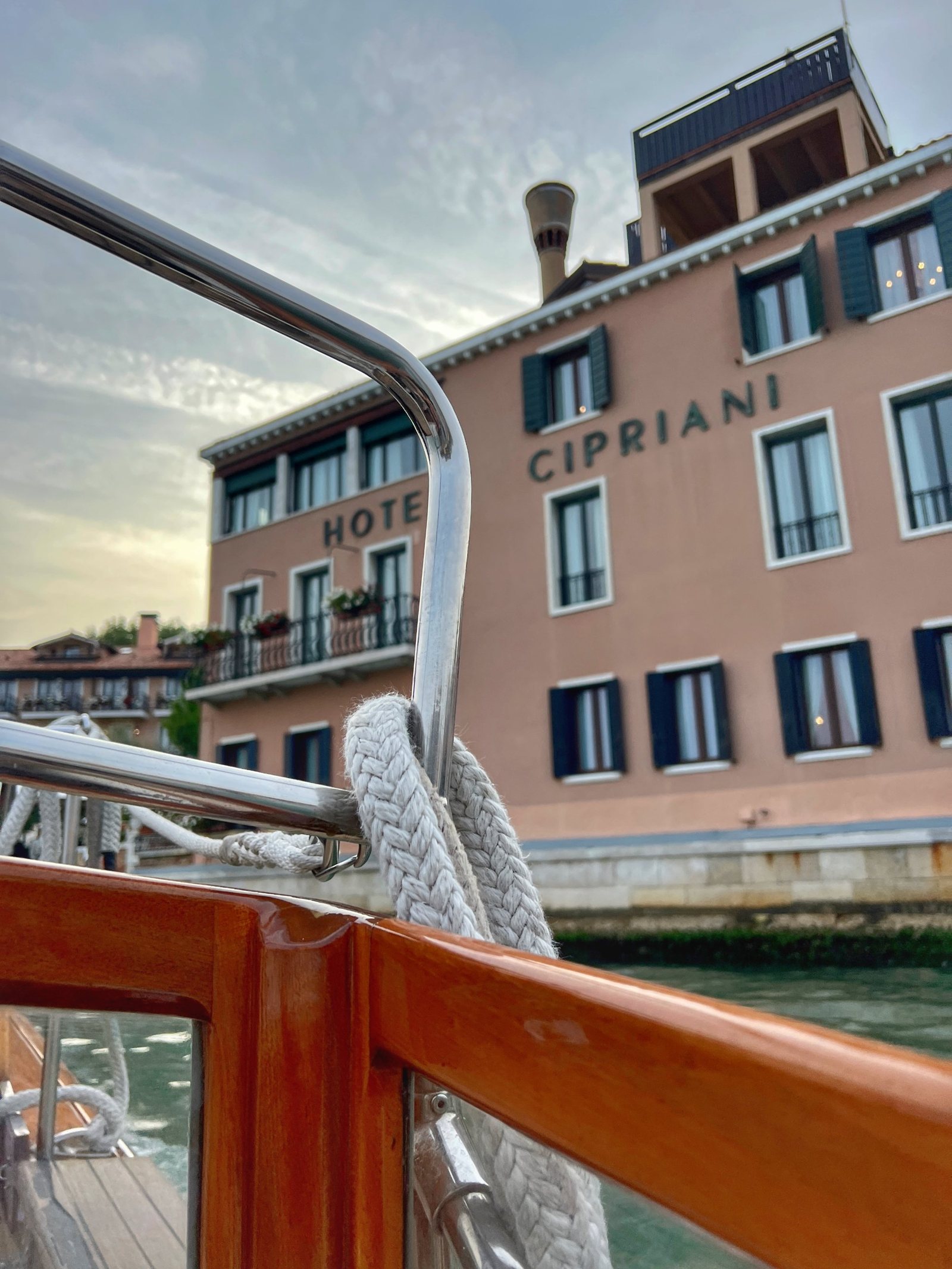 Hotel Cipriani on the Giudecca, seen from the launch coming in